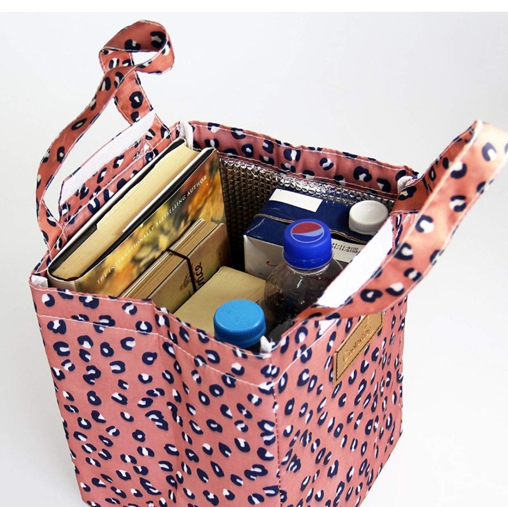 Rose gold leppard print lunch bag